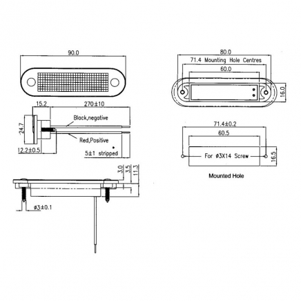 LED poziční světlo - 4 SMD LED 12-24V/DC červená