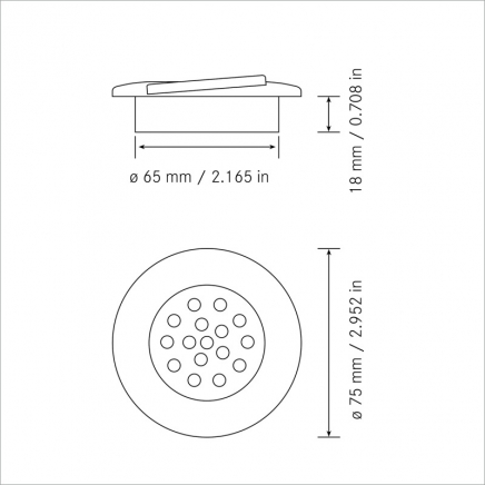 LED bodové světlo F-15 šedé 2W 12-24V/DC 4000K