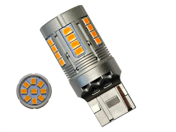 LED W3x16d (T20) 33 SMD 2835 10-30V oranžová CANBUS