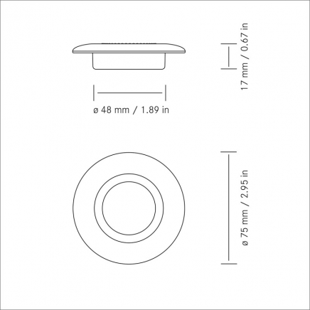 LED zástavbové světlo F-19 mini 3W 10-30V/DC teplá bílá