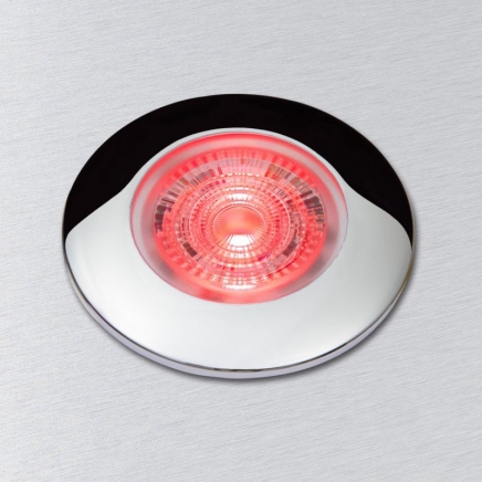 LED zástavbové světlo F-19 mini 3W 10-30V/DC ČERVENÁ LED, rámeček chrom