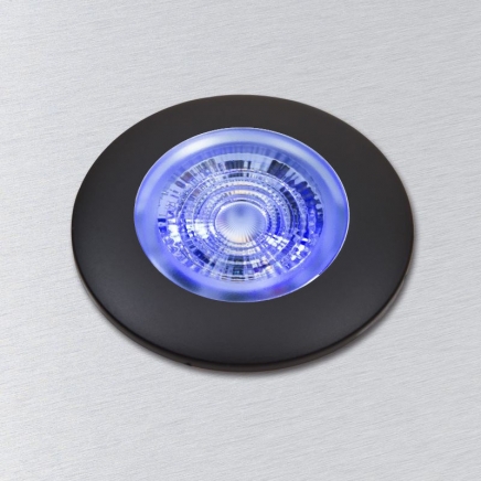 LED zástavbové světlo F-19 mini 3W 10-30V/DC MODRÁ LED, rámeček černý