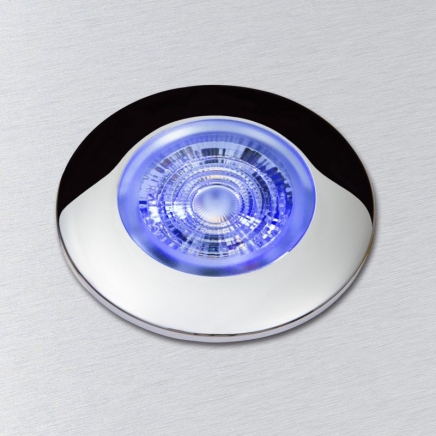 LED zástavbové světlo F-19 mini 3W 10-30V/DC MODRÁ LED, rámeček chrom