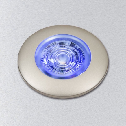 LED zástavbové světlo F-19 mini 3W 10-30V/DC MODRÁ LED, rámeček nikl