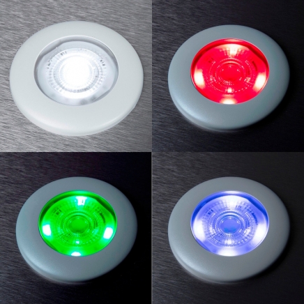 Vodotěsné zástavbové světlo F-190 12V/DC, studená bílá / RGB, IP67, rámeček bílý