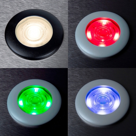 Vodotěsné zástavbové světlo F-190 24V/DC, teplá bílá / RGB, IP67, rámeček černý