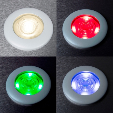 Vodotěsné zástavbové světlo F-190 24V/DC, teplá bílá / RGB, IP67, rámeček bílý
