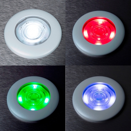 Vodotěsné zástavbové světlo F-190 24V/DC, studená bílá / RGB, IP67, rámeček šedý
