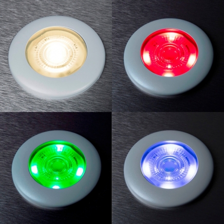 Vodotěsné zástavbové světlo F-190 24V/DC, teplá bílá / RGB, IP67, rámeček šedý