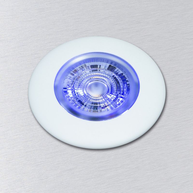 LED zástavbové světlo F-19 mini 3W 10-30V/DC MODRÁ LED, rámeček bílý